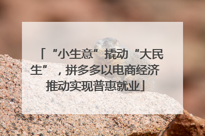 “小生意”撬动“大民生”，拼多多以电商经济推动实现普惠就业