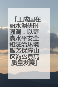 王成国在丽水调研时强调：以更高水平安全和法治环境服务保障山区海岛县高质量发展