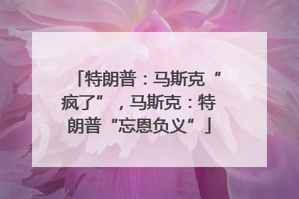 特朗普：马斯克“疯了”，马斯克：特朗普“忘恩负义”