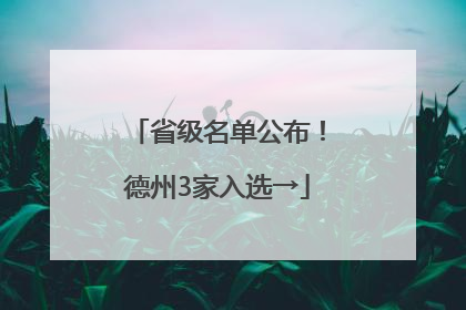 省级名单公布！德州3家入选→