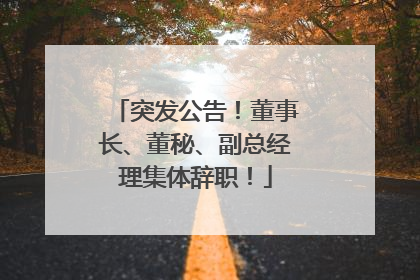 突发公告！董事长、董秘、副总经理集体辞职！
