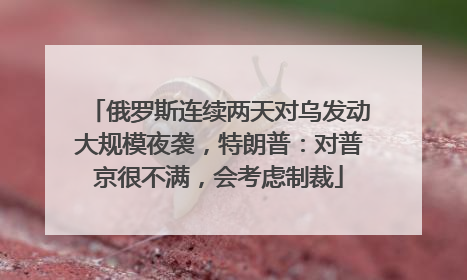 俄罗斯连续两天对乌发动大规模夜袭，特朗普：对普京很不满，会考虑制裁