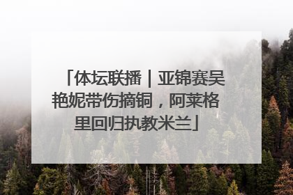 体坛联播｜亚锦赛吴艳妮带伤摘铜，阿莱格里回归执教米兰