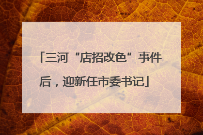 三河“店招改色”事件后，迎新任市委书记