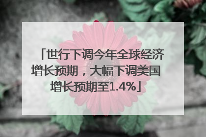 世行下调今年全球经济增长预期，大幅下调美国增长预期至1.4%