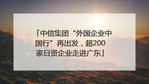 中信集团“外国企业中国行”再出发，超200家日资企业走进广东