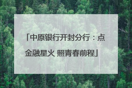 中原银行开封分行：点金融星火 照青春前程