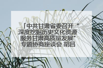 中共甘肃省委召开“深度挖掘历史文化资源服务甘肃高质量发展”专题协商座谈会 胡昌升主持并讲话