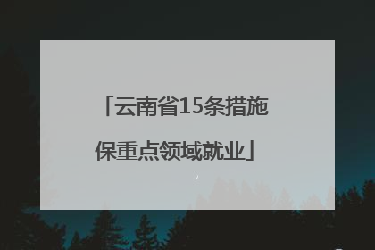 云南省15条措施保重点领域就业