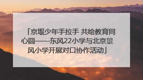 京堰少年手拉手 共绘教育同心圆——东风22小学与北京景风小学开展对口协作活动
