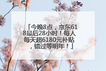 今晚8点，京东618最后28小时！每人每天超6180元补贴，错过等明年！