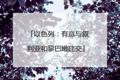 以色列：有意与叙利亚和黎巴嫩建交