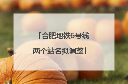 合肥地铁6号线两个站名拟调整