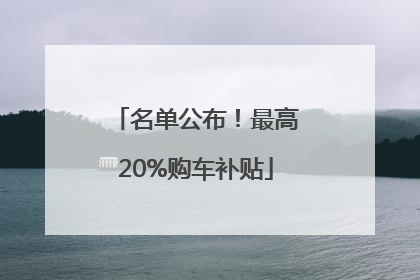 名单公布！最高20%购车补贴
