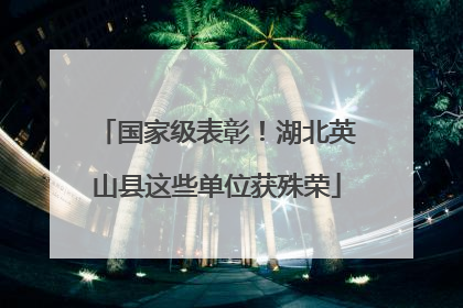 国家级表彰！湖北英山县这些单位获殊荣