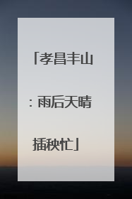 孝昌丰山：雨后天晴插秧忙