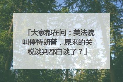 大家都在问：美法院叫停特朗普，原来的关税谈判都白谈了？