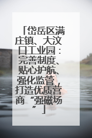 岱岳区满庄镇、大汶口工业园：完善制度、贴心护航、强化监管，打造优质营商“强磁场”
