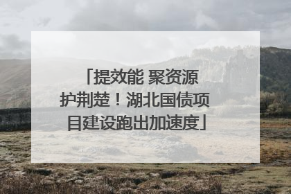 提效能 聚资源 护荆楚！湖北国债项目建设跑出加速度