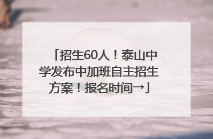 招生60人！泰山中学发布中加班自主招生方案！报名时间→