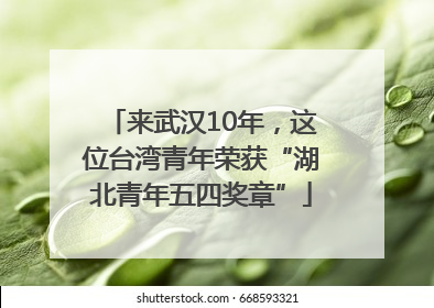 来武汉10年，这位台湾青年荣获“湖北青年五四奖章”