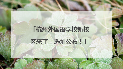 杭州外国语学校新校区来了，选址公布！