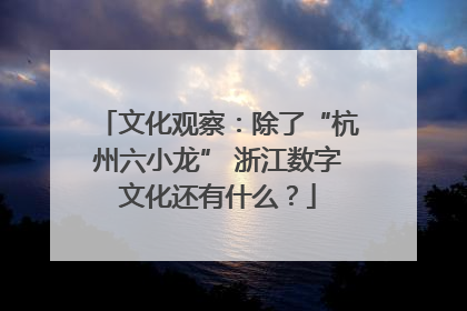 文化观察：除了“杭州六小龙” 浙江数字文化还有什么？