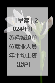 早读｜2024年江苏省城镇单位就业人员年平均工资出炉
