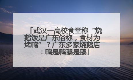 武汉一高校食堂称“烧鹅饭是广东俗称，食材为烤鸭”？广东多家烧鹅店：鸭是鸭鹅是鹅