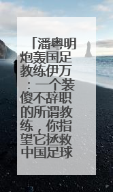 潘粤明炮轰国足教练伊万：一个装傻不辞职的所谓教练，你指望它拯救中国足球！此前曾多次发文评价国足