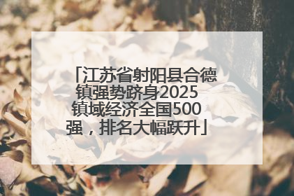 江苏省射阳县合德镇强势跻身2025镇域经济全国500强，排名大幅跃升