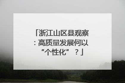 浙江山区县观察：高质量发展何以“个性化”？