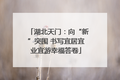 湖北天门：向“新”突围 书写宜居宜业宜游幸福答卷