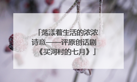 荡漾着生活的浓浓诗意——评原创话剧《买河村的七月》