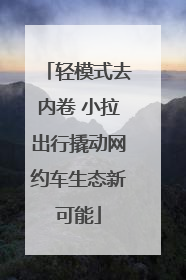 轻模式去内卷 小拉出行撬动网约车生态新可能