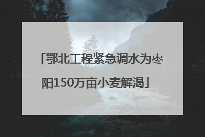鄂北工程紧急调水为枣阳150万亩小麦解渴