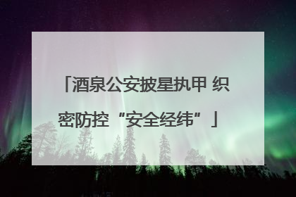 酒泉公安披星执甲 织密防控“安全经纬”