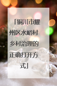 铜川市耀州区水峪村乡村治理的正确打开方式