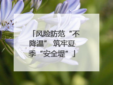 风险防范“不降温” 筑牢夏季“安全堤”