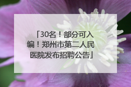 30名！部分可入编！郑州市第二人民医院发布招聘公告
